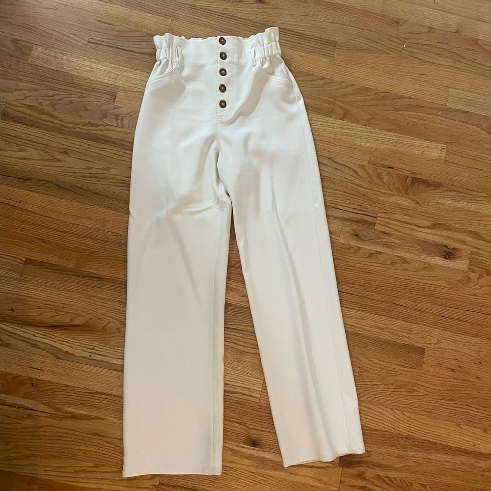 Sezane White High-Waisted Pants